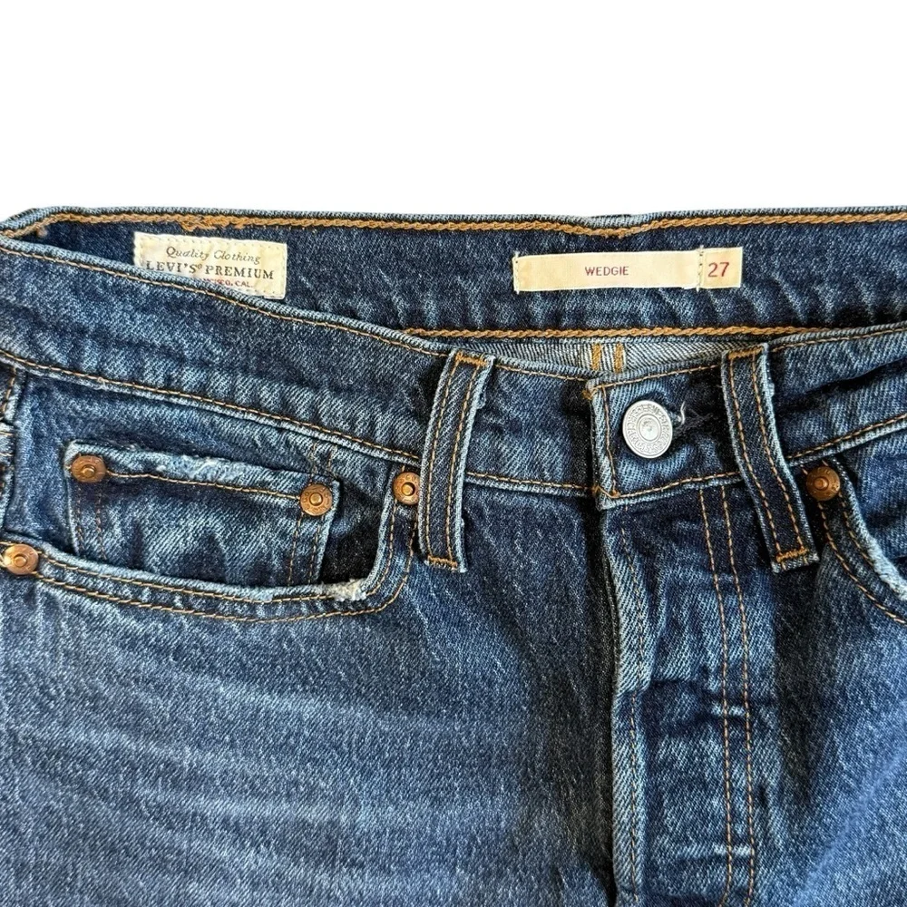 Levi’s Premium Wedgie Fit Button Fly Ankle Jeans Blue Size 27 #1732